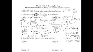 Section71 Practice Using Function Notation