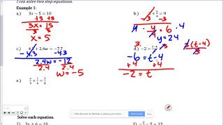 Unit 1-3 Two-step equation notes