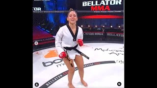 Valarie "Taekwondo stripper" Loureda dances in the cage after winning