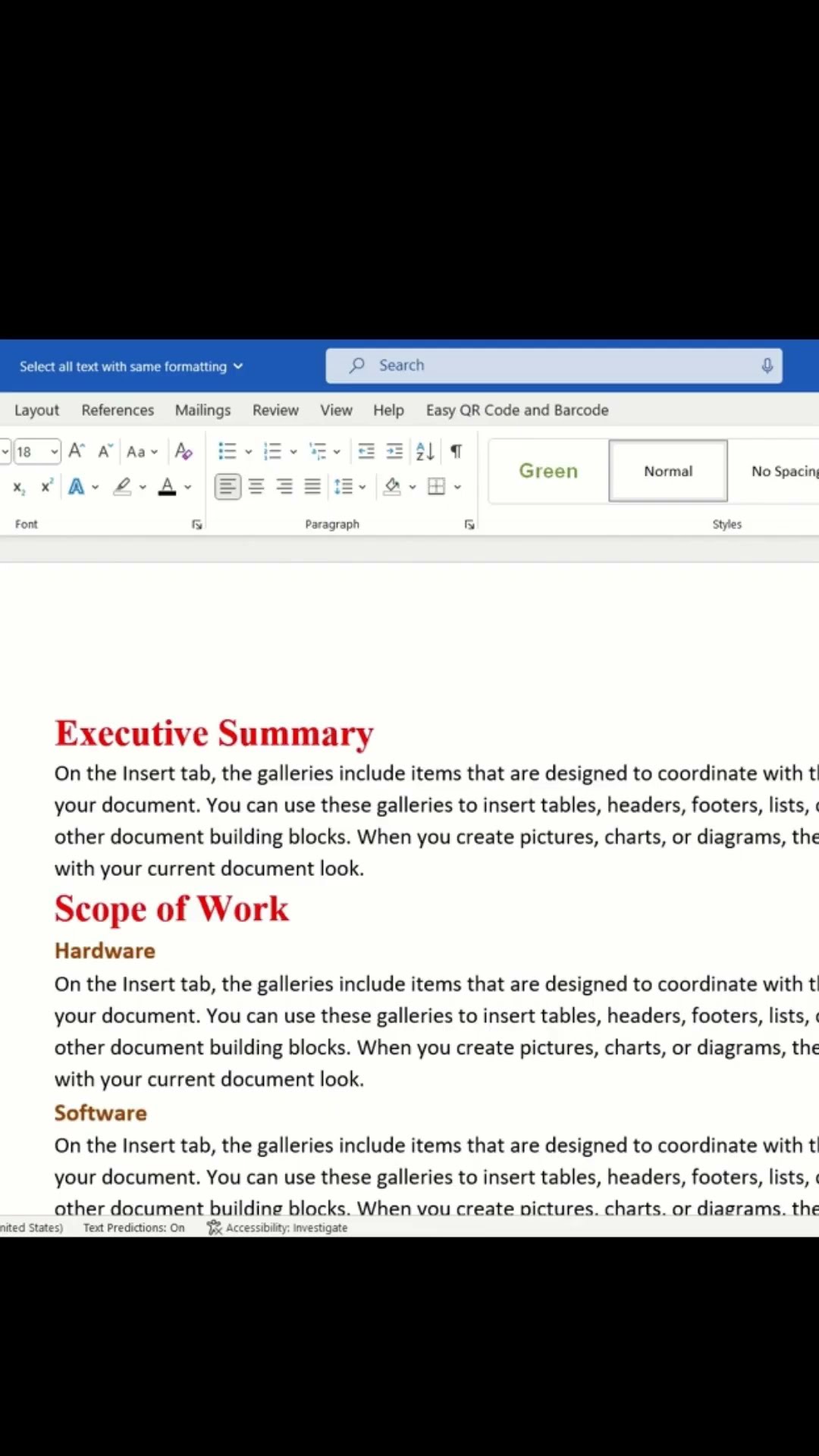 #shorts  How to select all text with similar formatting in Word #mswordtutorials