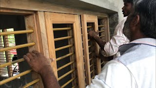 Teak wood working, window shutter alignment, Carpenter work