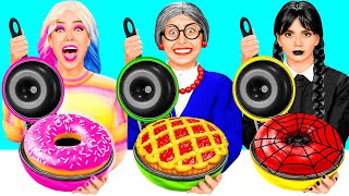 Wednesday vs Grandma Cooking Challenge | Simple Secret Kitchen Hacks and Tools by BaRaDa Challenge