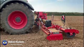 Kverneland 5m power harrow on demonstration from Andrew Symons LTD agricultural engineers of Devon.