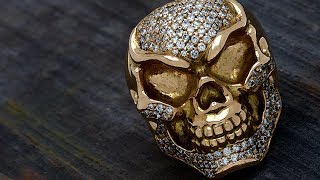 Crazy Rock \u0026 Roll Skull Ring 18k Solid Yellow Gold Room 101