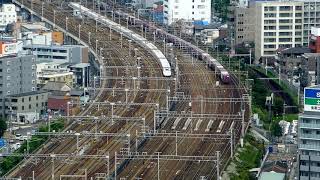 【Timelapse】【定点カメラ1/2】地上100メートルから望む名古屋駅を発着する東海道新幹線N700系，東海道本線，特急，名鉄などの様々な列車 2017.9.23 のコピー