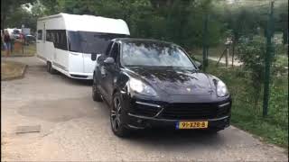 2018 Summer Holiday Porsche Cayenne GTS + Hobby VIP Premium Caravan Wohnwagen RV Trailer