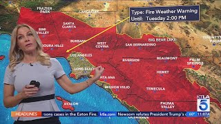 Santa Ana winds return to Southern California - Monday 11 a.m. update