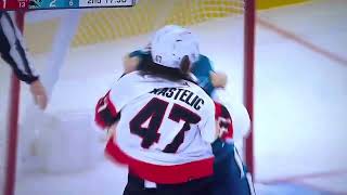 Nick Cicek first NHL fight vs Mark Kastelic 11/21/22