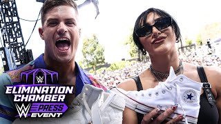 Rhea Ripley and Grayson Waller toast a Shoey to the Perth crowd: Elimination Chamber Press Event