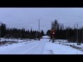 VR T 2385 passed PUNASVAARA (km 0361+0712) level crossing @ Rautjärvi, Finland