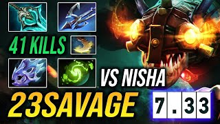 WTF 41 KILLS Slark 7.33 by 23Savage Vs Nisha | Dota 2 Pro Gameplay [Learn Top Dota]