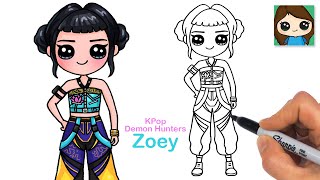 How To Draw Huntrix Kpop Demon Hunters Rumi Zoey Mira Kidztube