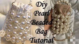 DIY Pearl Beaded Bag || How To Make Mini Basket🧺 Bag At 🏠Home || Step by step Tutorial ✨