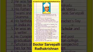 10 lines on dr sarvepalli radhakrishnanbiography of Dr.Sarvepalli Radhakrishnan#teacher