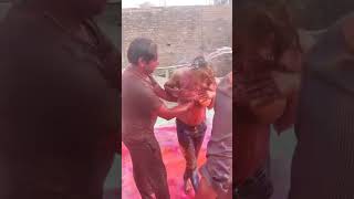 3 Guys pressing boobs of a desi girl during holi