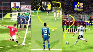 DLS 22 vs FIFA 22 Mobile vs eFootball PES 2022 | Realistic Free Kick & Penalty