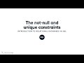 The NOT NULL and UNIQUE Constraints | SQL