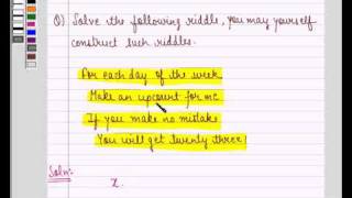 Example:Equation for a Riddle