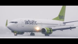 Plane Spotting and Runway Cleaning During Heavy Snowstorm at Tallinn Airport