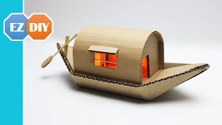 How to Make a Romantic House Boat From Cardboard - Cardboard DIY Project