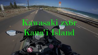 Kawasaki zx6r motorcycle ride on amazing Kauai, Hawaii. Our island life