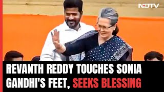 New Telangana CM Revanth Reddy, Family Take Sonia Gandhi's Blessings