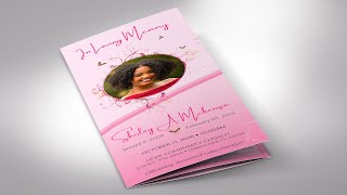 Pink Princess Trifold Funeral Program Canva Template | Print Size 11x8.5 in by Godserv Designs