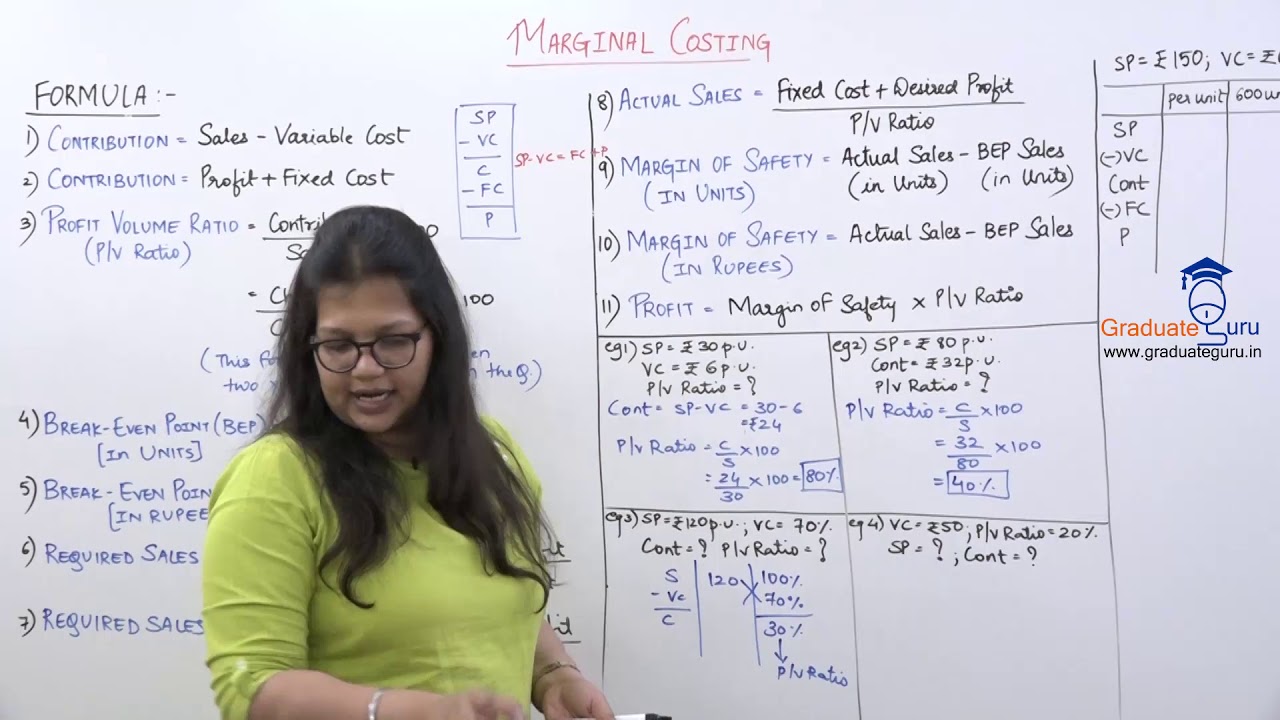 SEM 6 - Cost Accounting - Marginal Costing - Formulas With Examples ...