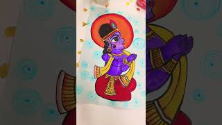 painting krishna in Kalighat style!! Traditional art🦚🌷✨ #shorts #trending #art