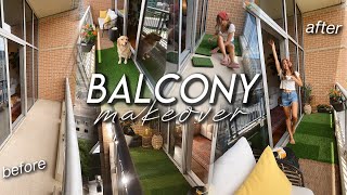 SMALL BALCONY MAKEOVER | DIY Renter Friendly Apartment Balcony Transformation!