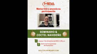 Mateo Cidre anuncia su participación en Seminario Coctel Navideño