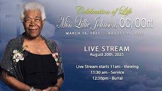 Miss Lillie Johnson, OC, OOnt - Celebration of Life - LIVE STREAM