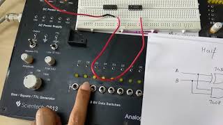 Half adder implementation on breadboard