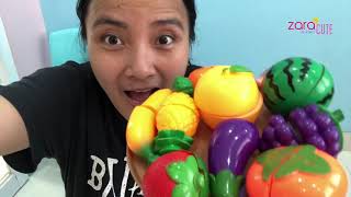 Belajar Nama Buah | Mainan Anak Fruit Cutting Toys | Zara Cute bermain Bersama Adik dan Mama