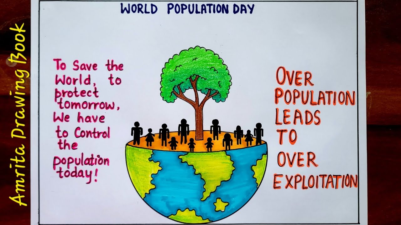 World Population Day Drawing Easy | World Population Day Poster | World ...