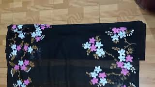 Hand paint black saree.