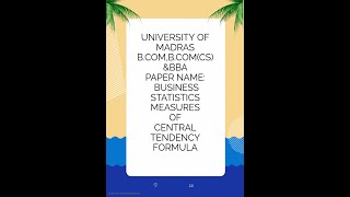 unit I Measures of Central Tendency formula