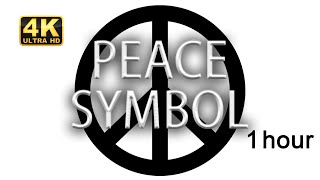 PEACE Symbol Black in White 1h Background 4k