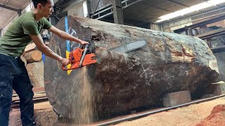 Amazing Sawmill Wood Cutting - Extremely Fastest Biggest Wood Sawmill Machine Work Strong