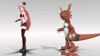 [MMD] PONPONPON - Guilmon / Megurine Luka