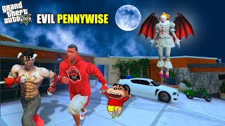 GTA 5 : DEVIL GOD Biggest Fight with PENNYWISE | SHINCHAN and CHOP