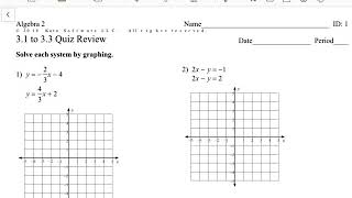 Algebra 2 3.1 to 3.3 Quiz Review Questions 1-4