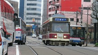 長崎電気軌道　築町～出島～大波止・・長崎駅前 1号系統上り 前面展望 2017 4