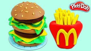 How to Make a Yummy Play Doh McDonalds Big Mac And Fries Pretend Meal!