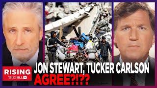 Tucker Carlson, Jon Stewart AGREE?! Hosts SLAM Israeli Attacks in Gaza