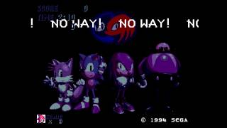 The weird way to access the purple/blue hued "NO WAY? NO WAY!" screen in Sonic 3 & Knuckles...
