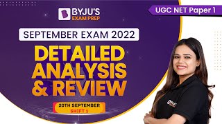 UGC NET 2022 Paper 1 Analysis | 20 September Shift 1 | UGC NET 2022 Answer Key and Expected Cut Off