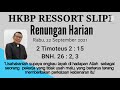 Renungan Harian HKBP Ressort Slipi || Oleh: Pdt. Leonard Sigalingging, STh || 22 September 2021