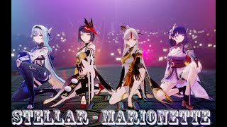 【Genshin Impact MMD/4K/60FPS】Eula \u0026 Kujou Sara \u0026 Ningguang \u0026 Raiden Ei【Marionette】