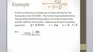 Math 120, Section 10.4, Installment Payment Formula Example